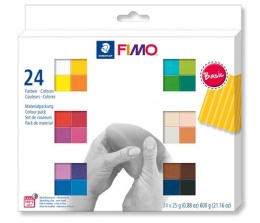 Gyurma, készlet, 24x25g, égethető, FIMO "Soft Basic", 24 különböző szín